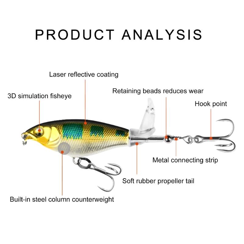 5Pcs Propeller Surfaces Lure Topwater Fishing Lures Fish Hook Propeller Noise Baits Propeller Noise Baits Easy to Use