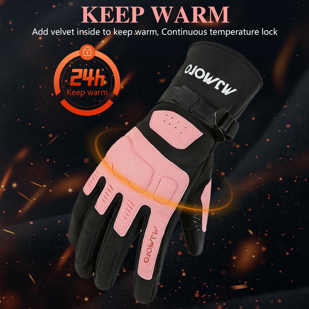 Autumn and winter cycling gloves, windproof and warm, touchscreen motorcycle and electric bike gloves