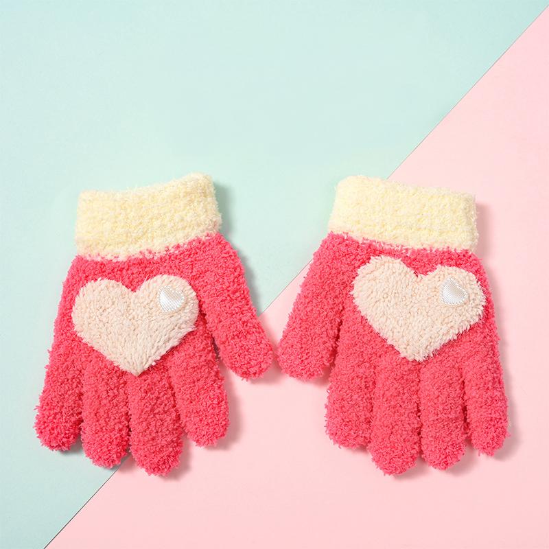 Детские перчатки, плюшевые перчатки для мальчиков и девочек, детские перчатки с украшением в форме сердца из мультфильма