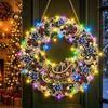 Seasonal Holiday Crafting Set Christmas Diamond Painting Wreath Kit with LED String Lights, Snowman Pearl Art Handmade Festive Home Decor for Adults,