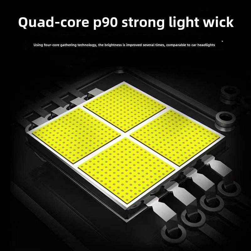 P90 Quad-core Strong Фонарик Уличный Супер Яркий Перезаряжаемый Zoom LED Фонарик Дистанционное Освещение Свет
