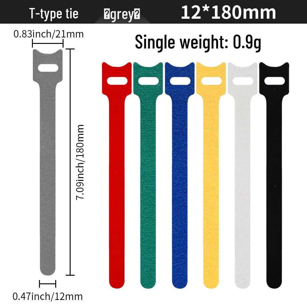 T-Type Magic Tape Cable Ties for Earphones, Data Cables, Organizers, and Network Cables with Back-to-Back Adhesive Straps.