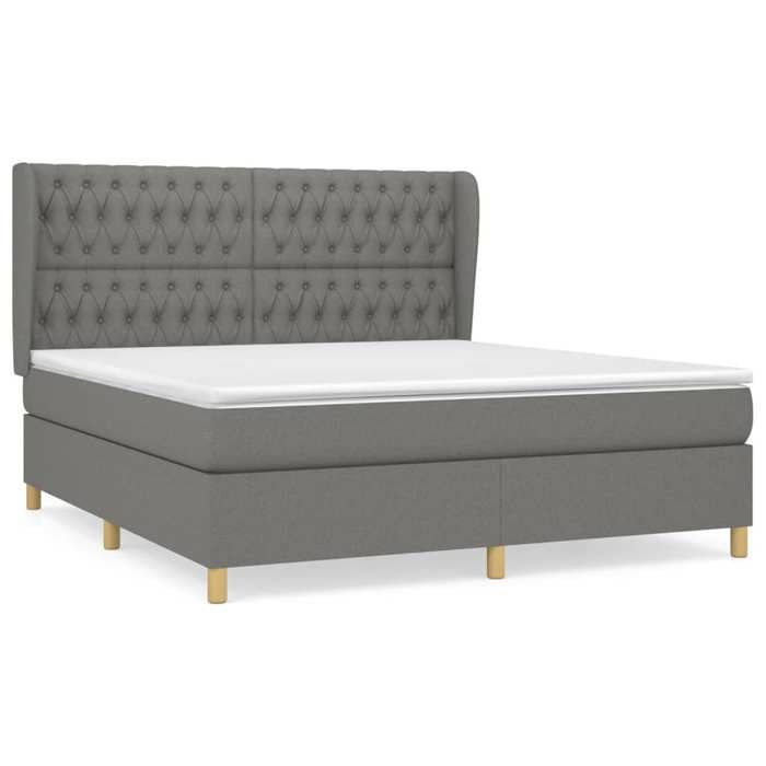 Maison Exclusive - Sommier à lattes de lit avec matelas Gris foncé 180x200cm Tissu