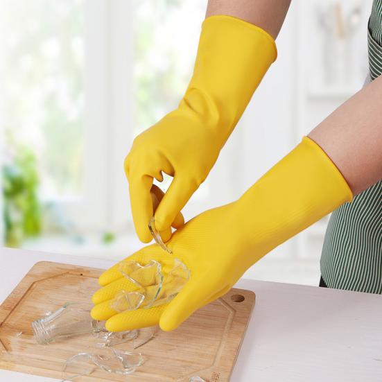 2 Pairs Rubber Dishwashing Gloves Housework Kitchen Car Waterproof Gloves Excellent Grip Protect Care