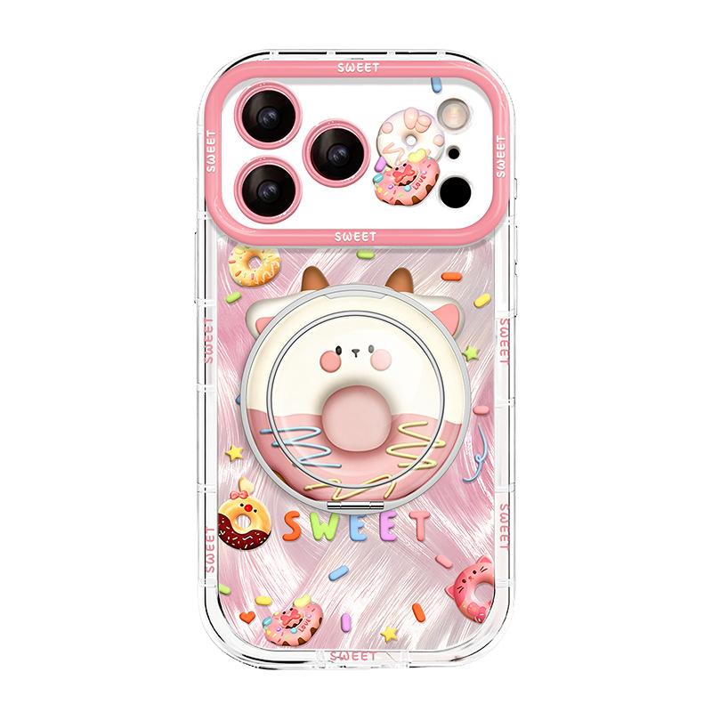 Подходит для iphone16promax Чехол для iPhone 17pm подставка-опора 15 противоударный 14 пончик 13 милый