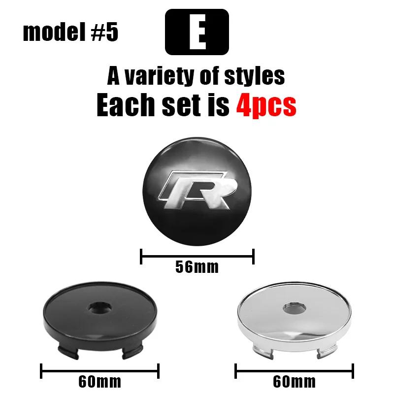 4Pcs 56mm 60mm Car Wheel Center Hub Cap Rim Cover Sticker Auto Accessories For Volkswagen Tiguan GTI GTD VW R Rline Golf Phaeton