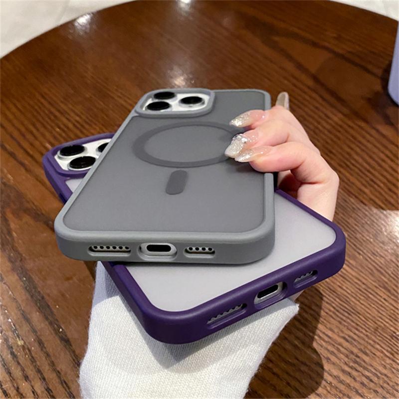 Для Magsafe Магнитный Чехол для Беспроводной Зарядки для iPhone 15 14 Plus 13 12 Pro Max 11 Мягкий Бампер Противоударный Прозрачный Матовый Твердый Чехол