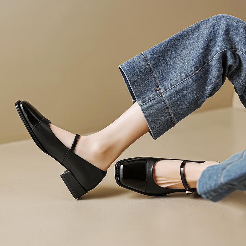Новая весенняя женская обувь, туфли-лодочки с квадратным носком в стиле ретро, кожаные туфли на плоской подошве, женские туфли на каблуке, женские туфли на плоской подошве, туфли Мэри Джейн