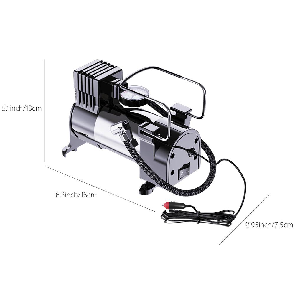 12V Car Tire Pump Cylinder Power System Mini Air Compressor Auto Inflatable Pump Heavy Duty Deluxe Portable Metal Air Compressor