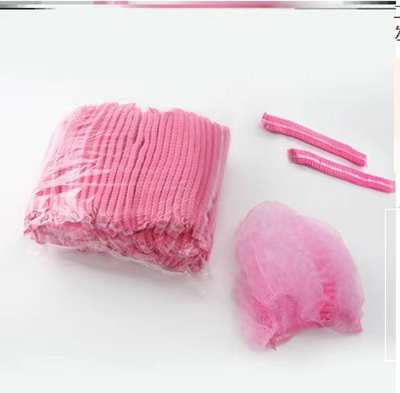 White Disposable Bouffant Cap - Non-Woven Hair Net Hat for Work or Bath, Black Thick Short Hair Coverage