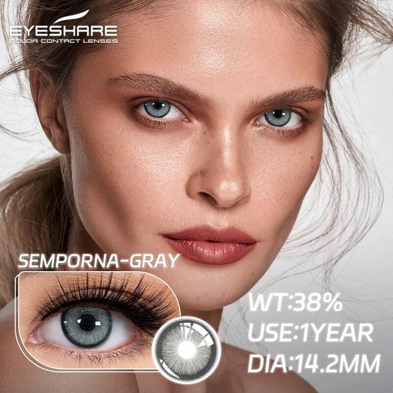 AMARA 1Pair Colored Contact Lenses for Eyes Brown Pupis Gray Eye Lenses Yearly Fashion Lenses Cosmetic Eye Contacts