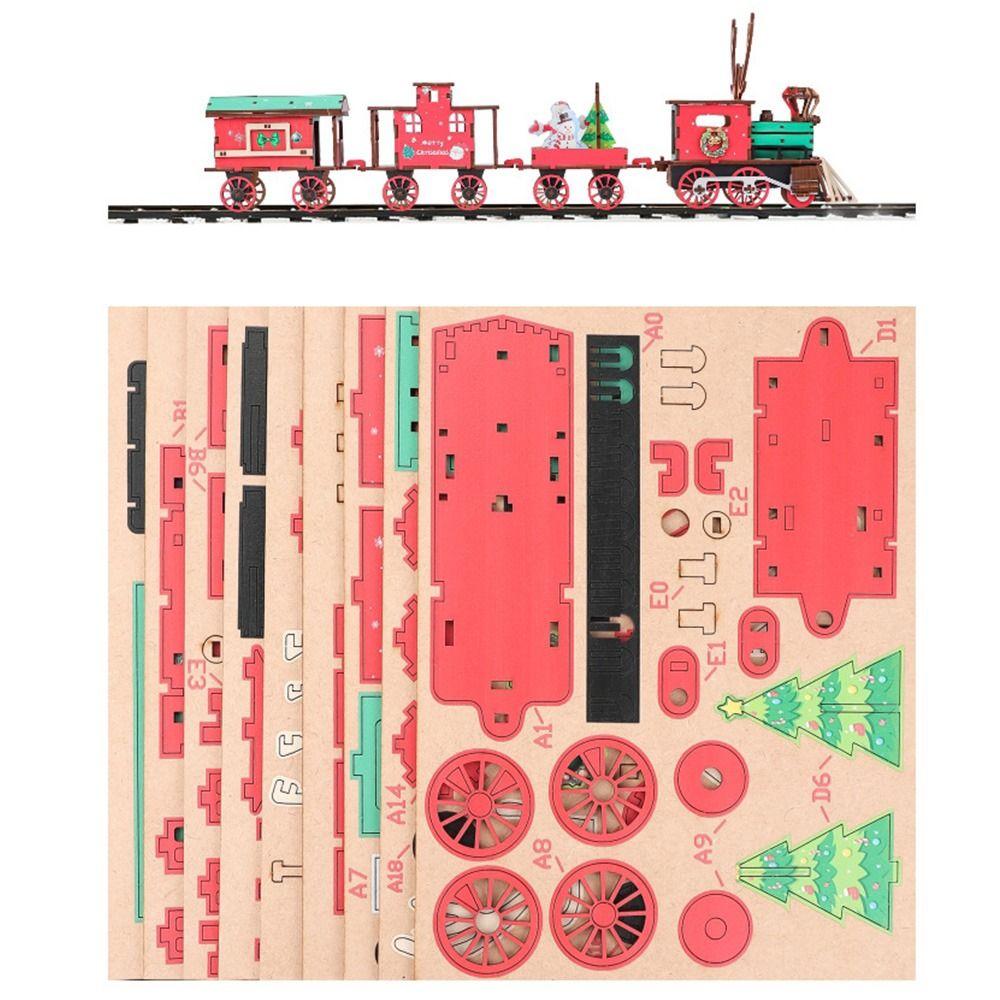 DIY Christmas Train Puzzle Slot-Together Structure 3D Train Puzzle Christmas Model Kit
