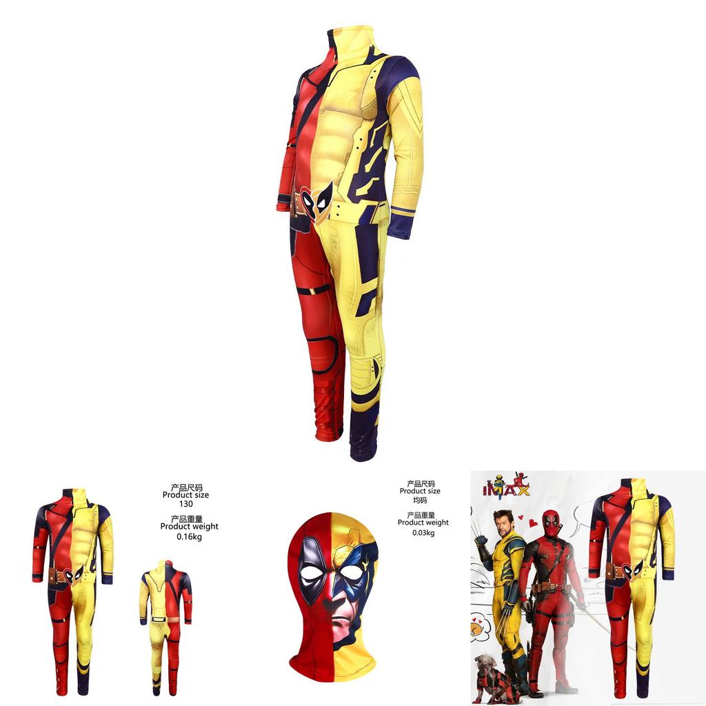 Marvel Deadpool Cosplay Suit With Wolverine Theme For Gaming And Character Role Play Characters Included)