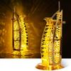 FUNPOLA 100-Piece Gold LED Acrylic 3D Puzzle, Illuminated Burj Al Arab Metal Puzzle, DIY Architectural Model Kit, Dubai Landmark At Night, English