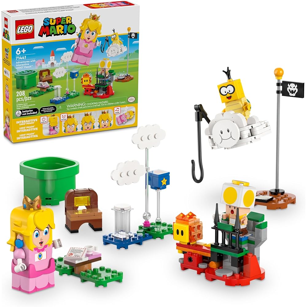 LEGO Super Mario Peach's Adventure Building Toy Set for Kids Ages 6-9, Educational Blocks, Fun Gift