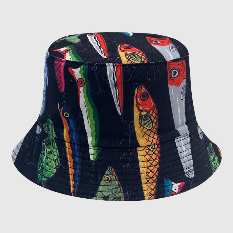 Tie Dye Fisherman Hat Uv Protection Assorted Colors Print Butterfly Cat Cap Leaf