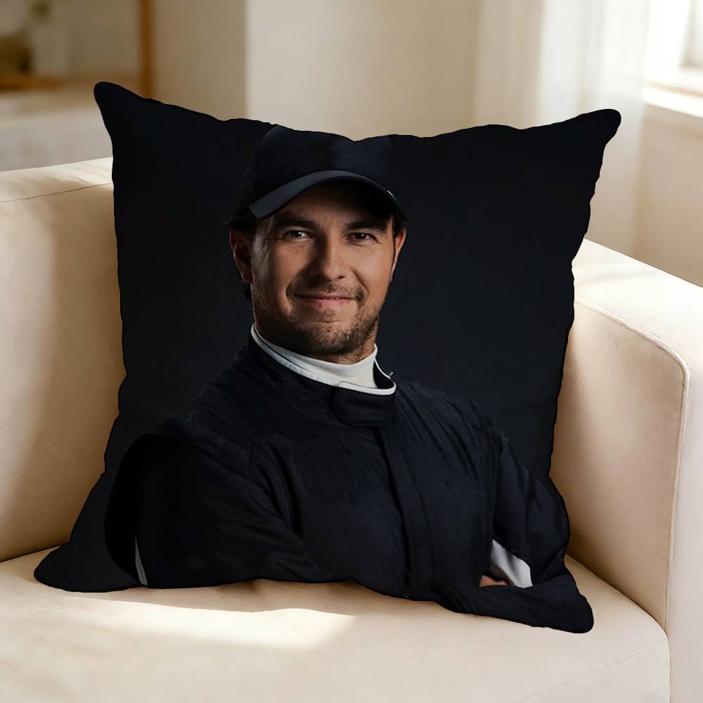 Racing driver CCheco SSergio PPerez Square DoubleSided printed Pillow Case Bedroom Bedside Pillow Sofa Cushion Cover