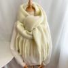 230*37cm Women's Elegant Chunky Knit Shawl Scarf - Super Warm, Windproof & Chunky Winter Accessory, White - Perfect for Fall & Winter Fashion