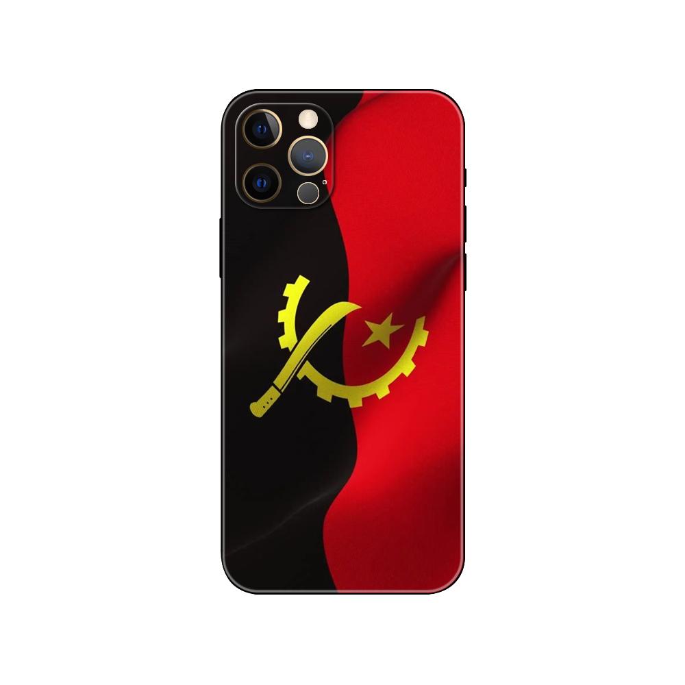 Черный чехол из ТПУ для iPhone 5 5s se 2020 6 6s 7 8 plus x 10 XR XS 11 12 13 mini pro MAX задняя крышка флаг Анголы