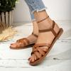 Fashion Women Flat Sandals Summer Hot Women Sandals Bottom Roman Strap Sandals with Non Slip Rubber Soles Ladies Daily Sandalia