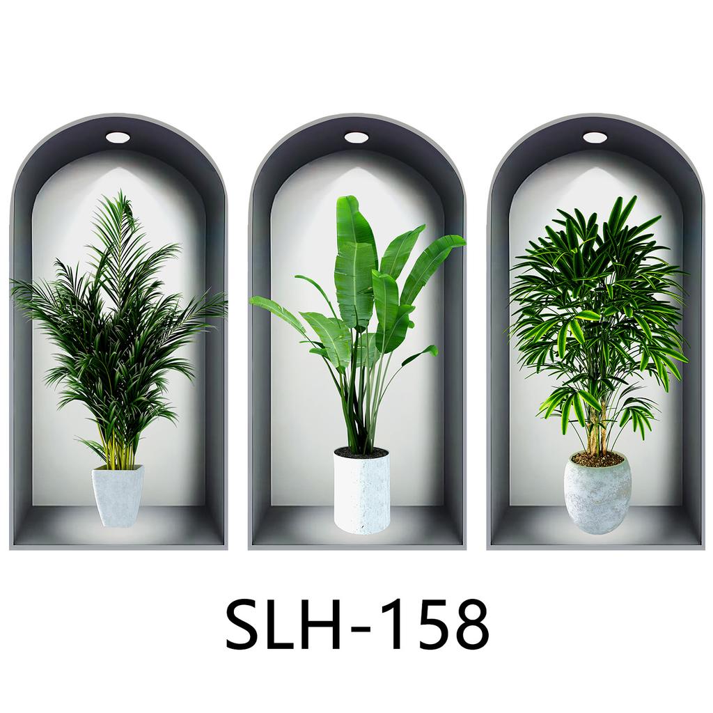 Набор из 3 шт. Наклейки на стену с растениями и цветами Сделай сам Наклейки из стекла в виде короны для декора гостиной, спальни, свадьбы Самоклеящиеся наклейки на холодильник