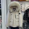 Womens Thick Puffer Coat With Real Raccoon Fur Collar Loose Hooded Outdoor Workwear Style Jacket