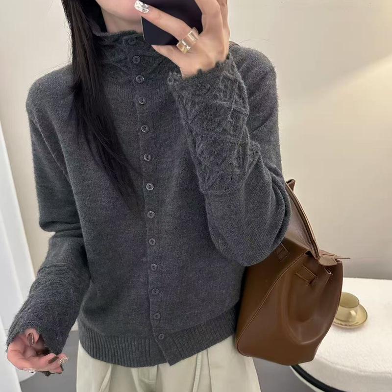 Women's Jacquard Half-High Collar Knit Sweater - Soft, Skin-Friendly Pullover, Popular in Live Broadcasts