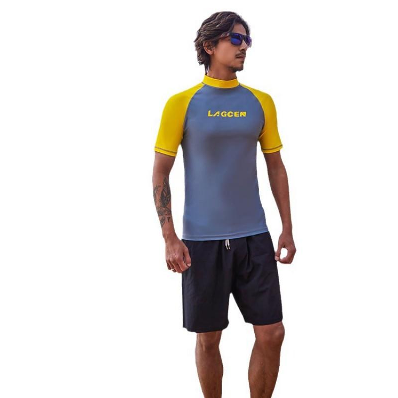 Mens Quick-Dry UV Protection Short Sleeve Rash Guard Diving Swimming Running Cycling Water Sports