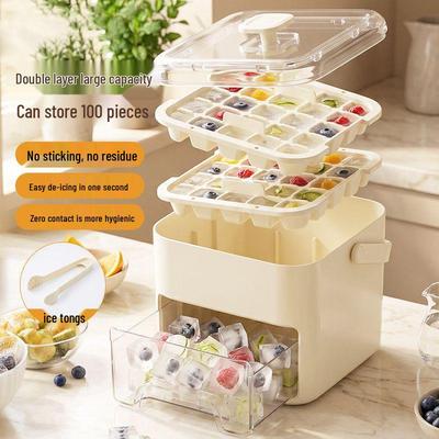Ice Cube Maker: Большой поддон для хранения льда и ведерко с кнопкой для кубиков льда пищевого качества