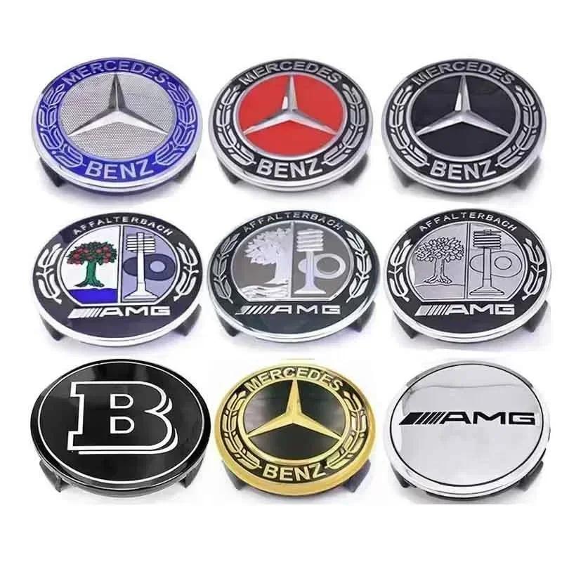 PIG4 4 Pieces/Set 75mm For Mercedes Benz AMG W203 W206 W220 W205 W211 W212 Car Wheel Center Hub Caps Benz Emblem Tire Rim Covers