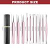 Portable 10Pcs Acne Treatments Kit Including Carbon Steel Needle and Ergonomic Comedone Extractor Tools