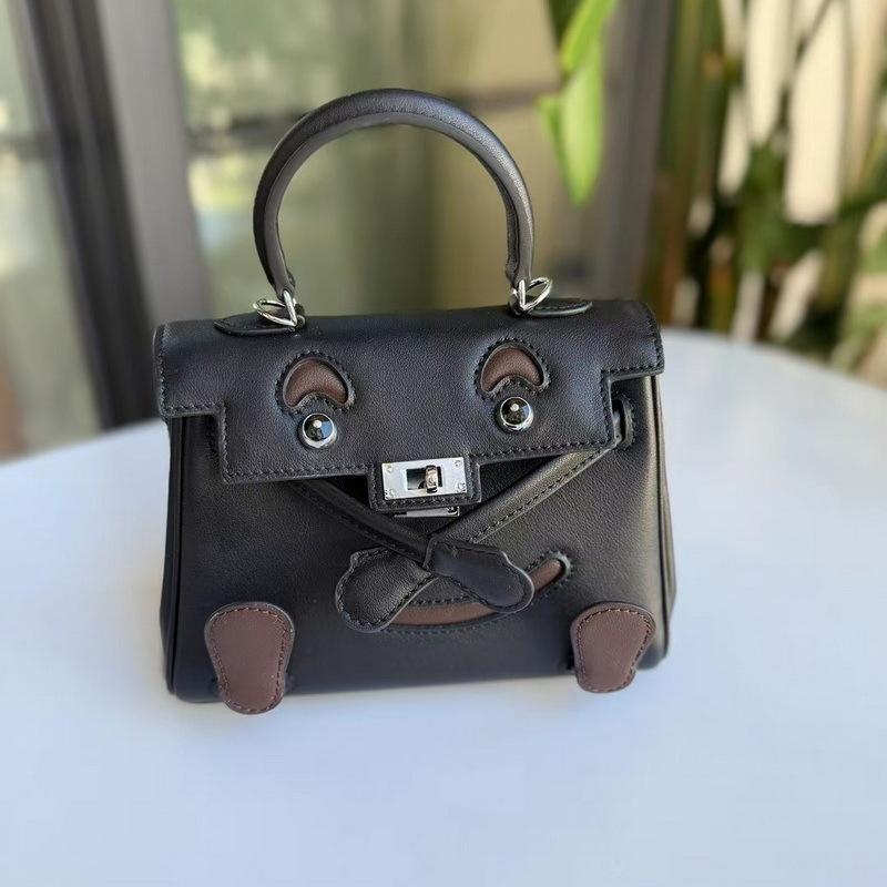 New Genuine Leather Women's Bag Head Layer Leather SWIFT Leather 2025cm Bear Style Women's Bag Cross Border