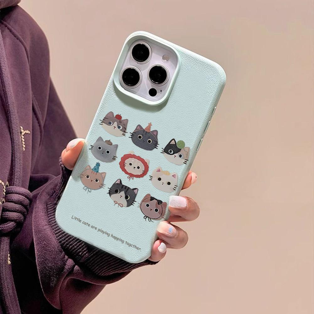 Чехол для телефона iPhone 11 13 XR XS Max, чехол для iPhone 12 14 15 16 Pro Max 12 Pro 15 Plus, кожаный, окрашенный, водонепроницаемый, устойчивый к падениям и износу, мультяшный