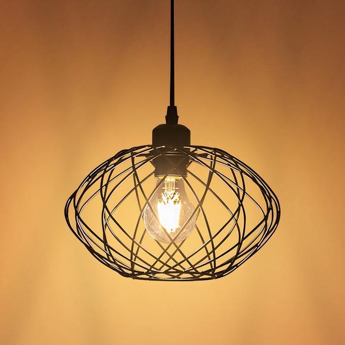 Lampe suspendue - NETTLIFE - E27 - Noir - Métal - Diam.25cm Hauteur18cm