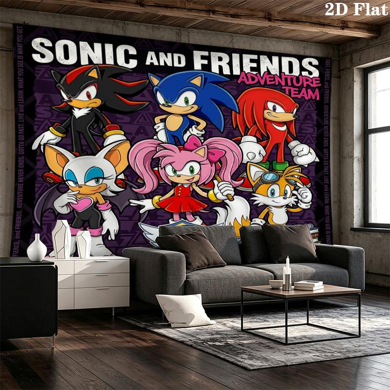 Sonic Hedgehog Wall Tapestry Aesthetic Wall Hanging Printed Fabric Blanket Decorative Tapestries For Bedroom Living Room Home Decor
