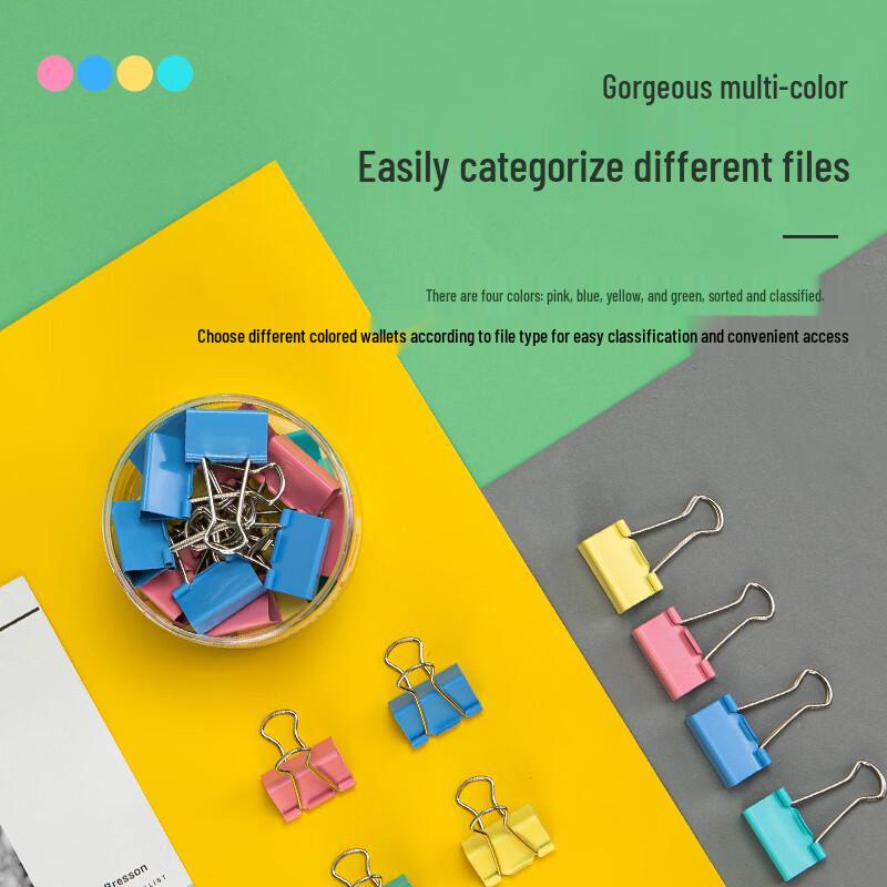 Deli 32mm Colorful Metal Binder Clips (24-Pack)