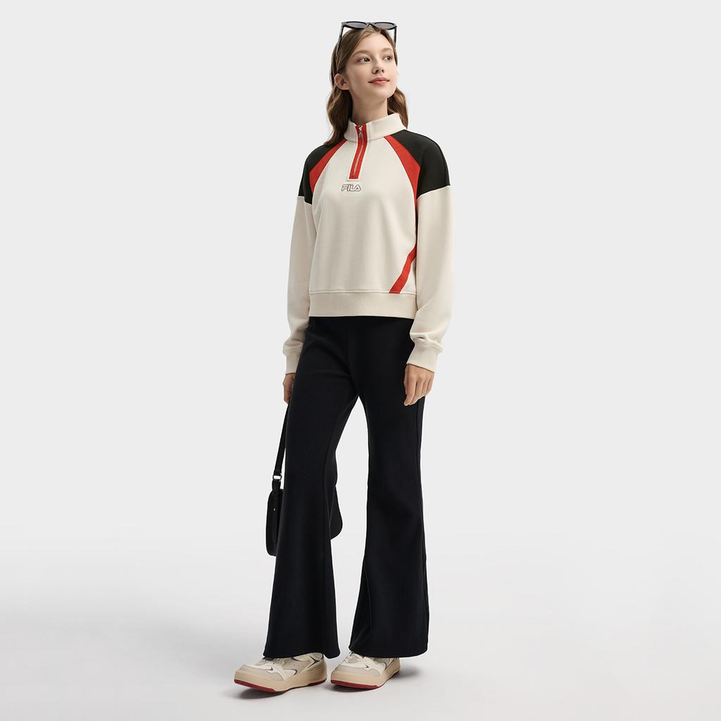 Fila Оригинальная Мода Ретро Спорт Повседневный Индивидуальность Цветной Блок Удобный Универсальный Короткий Свободный Свитшот на молнии до середины груди со стойкой F11W619211FBG