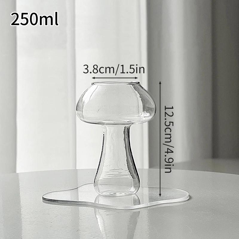 Mushroom Glass Vase Transparent Flower Bottle Small Vase Hydroponic Flower Pot Aromatherapy Bottle Office Desktop Ornament