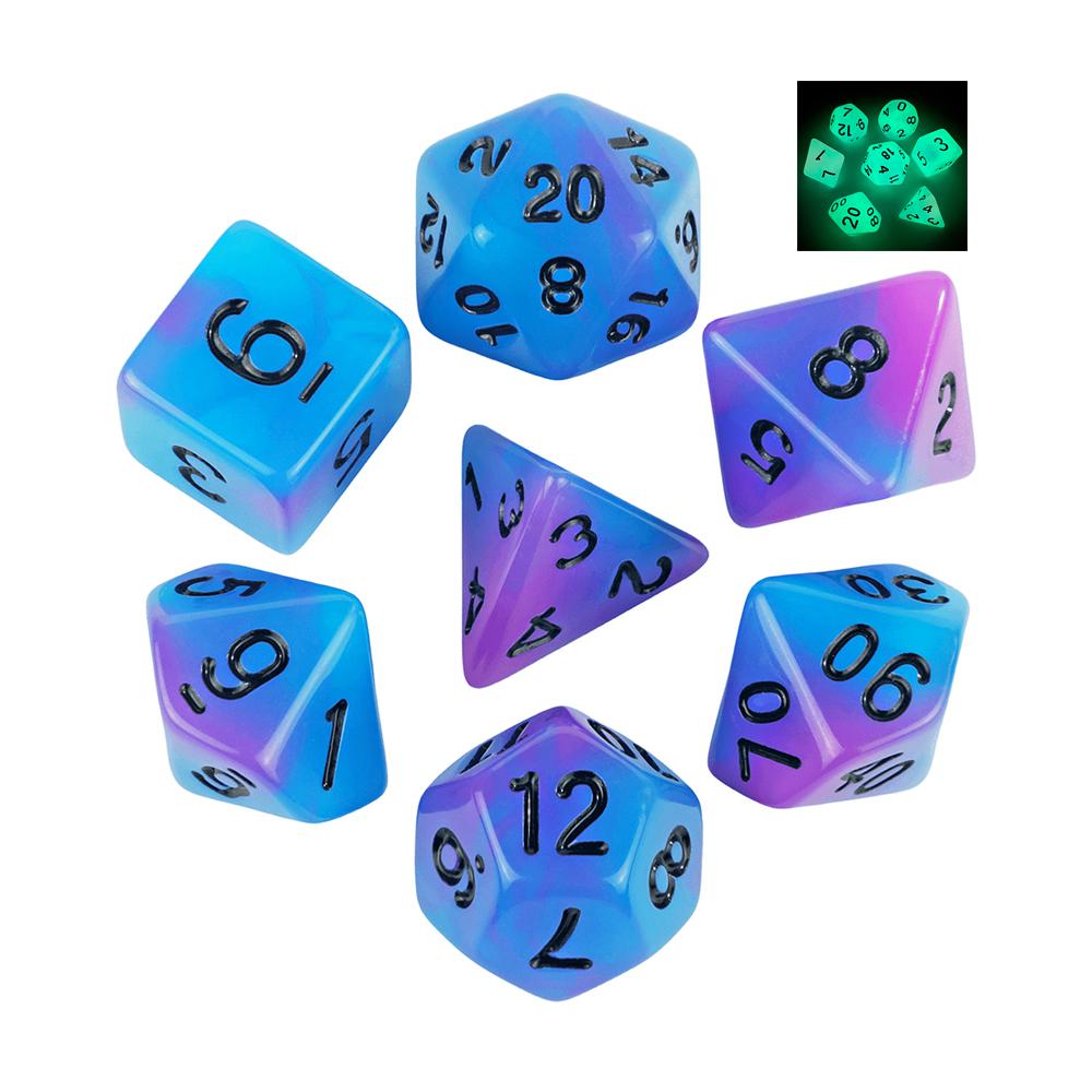Glow In The Dark DND Dice, 7pcs Luminous Polyhedral Dice Set, Glowing D&D Dice for DND, RPG, Table Games