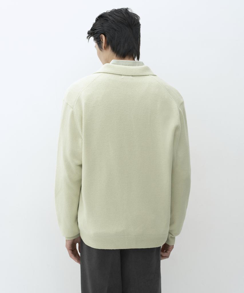 MUSINSA STANDARD [Victoria Wool] Slit Neck Collared Knit [Pale Green]