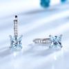 5 мм Nano Sky Blue Topaz Square 925 Sterling Silver Clip Earrings AAA White Round Zircon Women Earrings