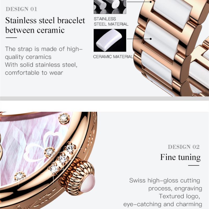 OUPINKE New Business and Leisure Ladies Watch Fully Automatic Mechanical Watch Waterproof Diamond Inlaid High-end Watch