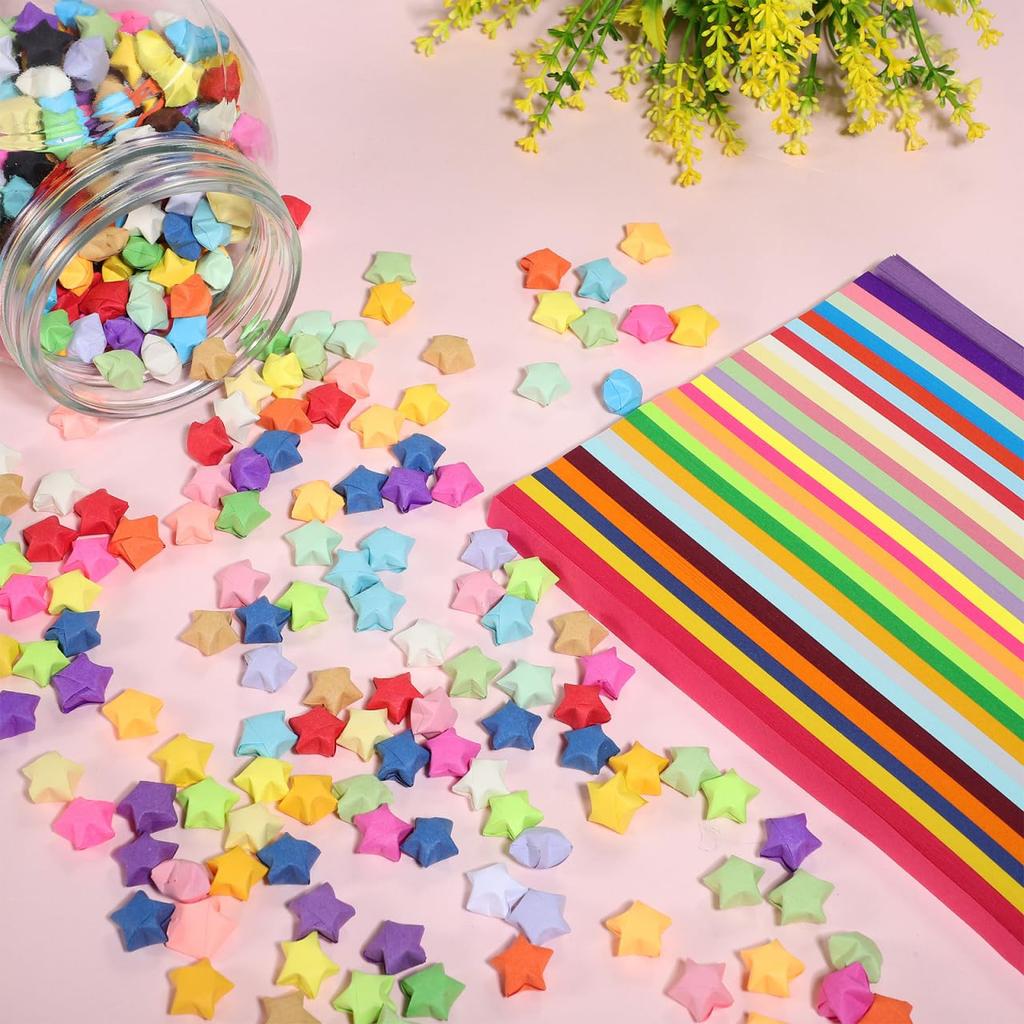 BESTOYARD Origami Star Lucky Star 2700 Cute Paper DIY 27 Colors Paper, Sheets, Crafts, Double-Sided Origami, Supplies, Crafts, Origami, Confetti,