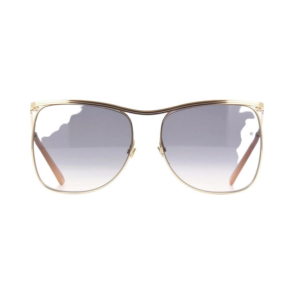 Gucci Gray And Gold Square 63mm Pilot Sunglasses Women sunglasses GG0820S-001
