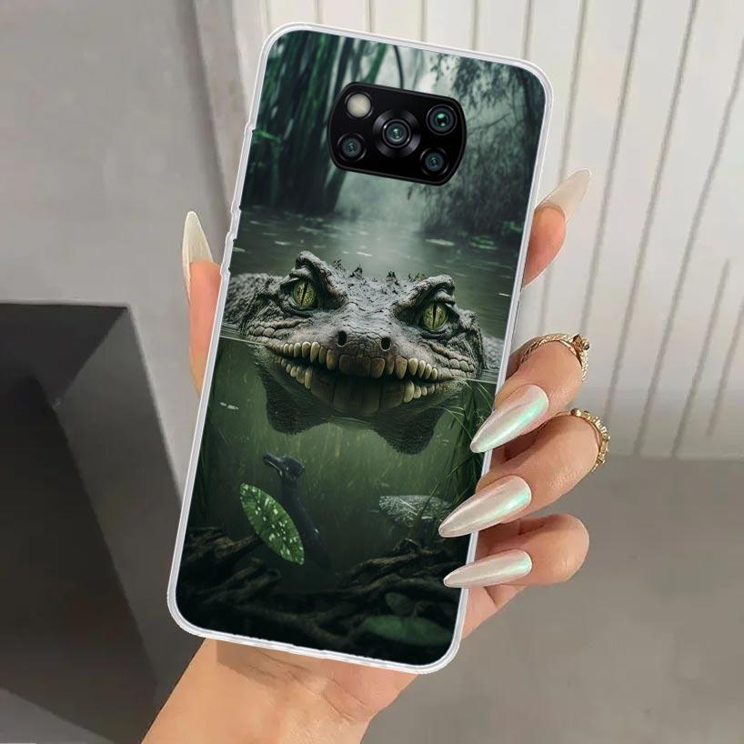 Crocodile Animal Phone Case for Xiaomi Poco X7 X6 X5 X4 X3 Nfc F7 Ultra F6 F5 Pro F4 GT F3 M6 M5S M4 M3 Soft Print Shell Poco X7