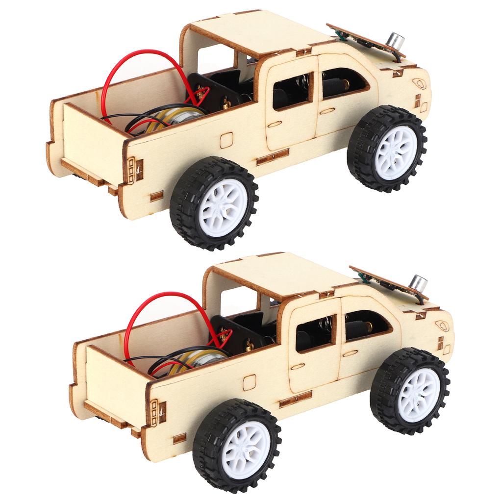 2 Набора Деревянный Голосовой Управляемый Автомобиль DIY Набор Игрушечных Машинок Научный Экспериментальный Инструмент для Детей