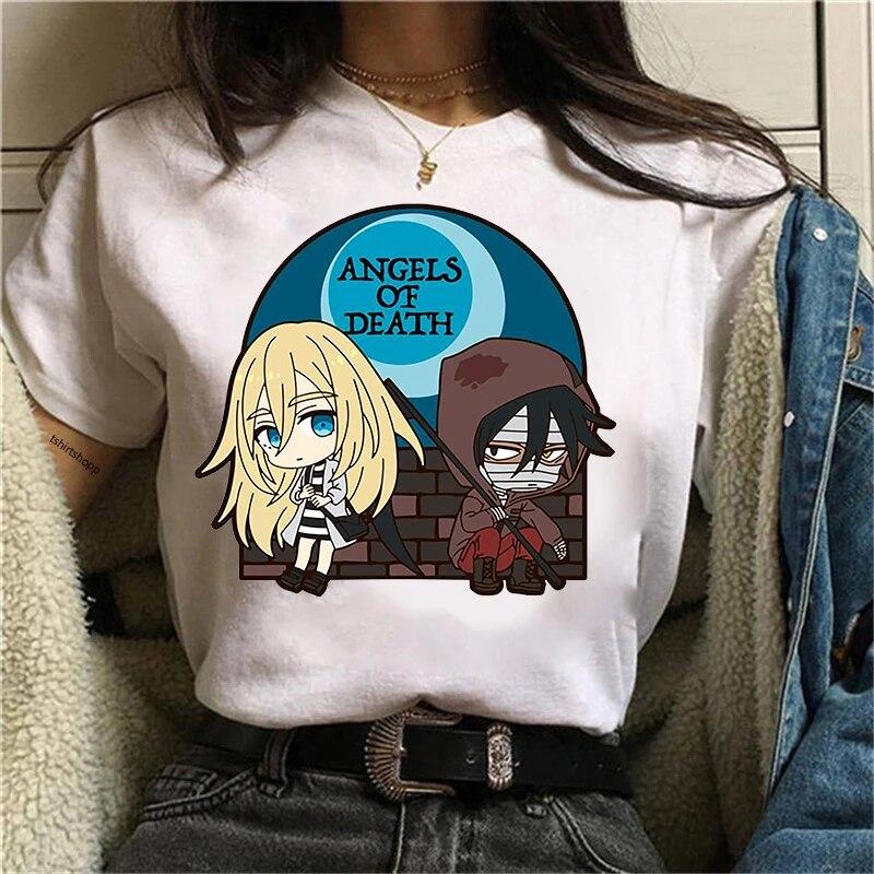 Новые японские аниме-футболки для женщин, футболки с рисунком «Ангел смерти», футболки с изображением Исаака Зака Фостера, женские футболки Raychel в стиле каваи, унисекс