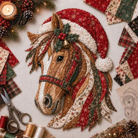 Halloween Party Table Centerpiece Christmas DIY Patchwork Kit, Witch Hat Sewing Xmas Handmade Holiday Decoration Craft Animal Fabric Kit for