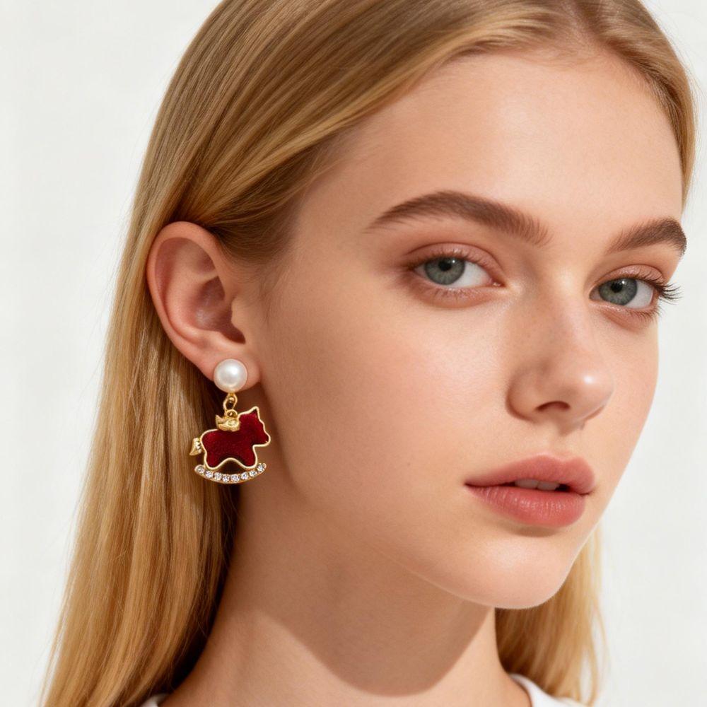 Sparkle Pony Pearl Earrings Cute Ear Studs Delicate Firework pearl earrings Women