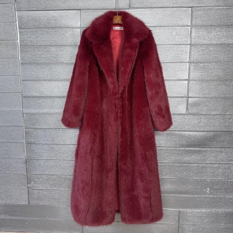 Winter Women Casual Faux Fur Coat Long Jacket Trendy Cardigan Solid Color High End Fashion